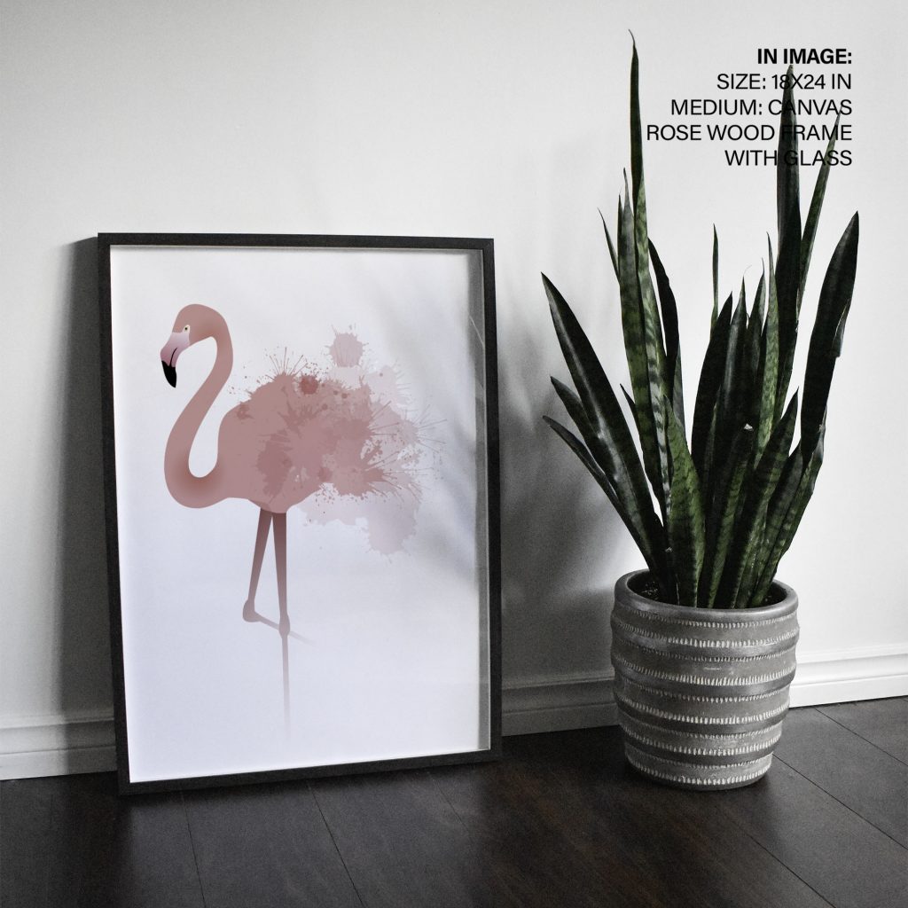 Contemporary Pink Flamingo Watercolor Splash – Home Decor