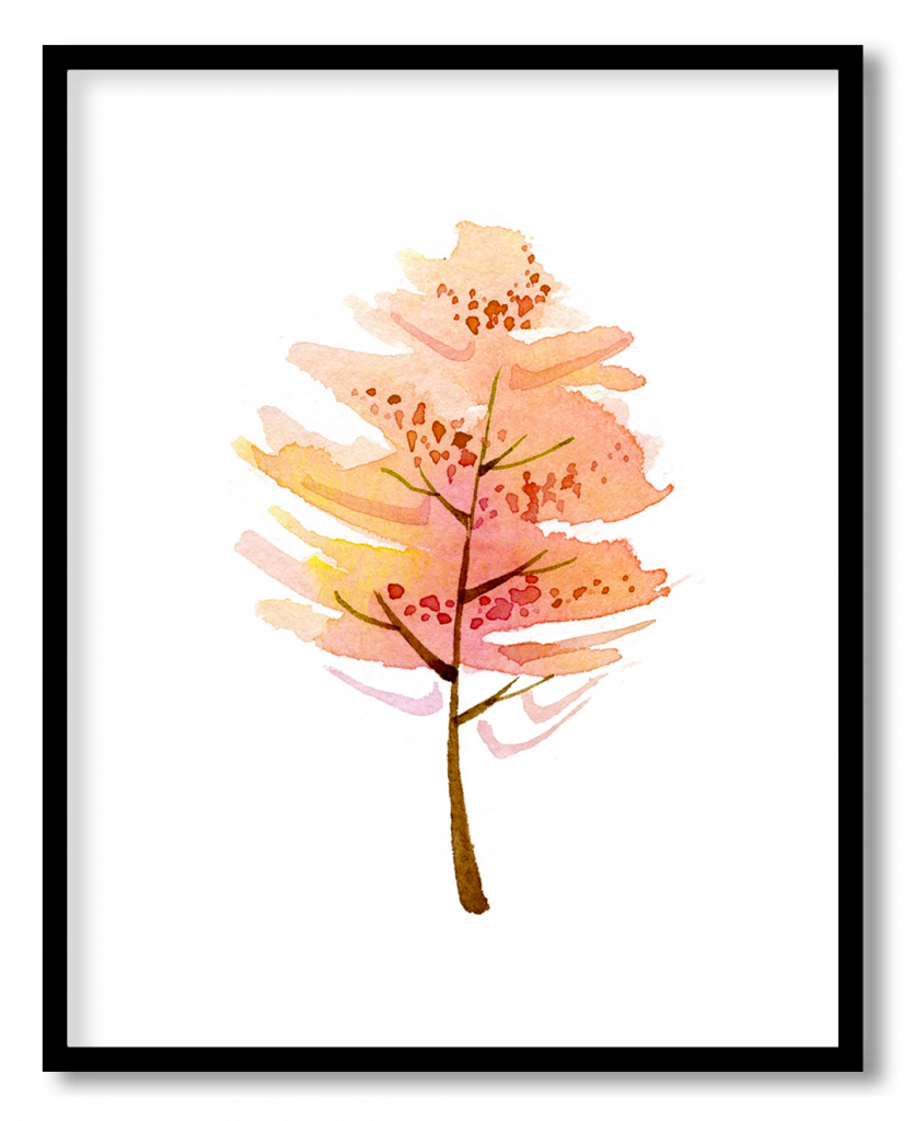 Abstract watercolor colorful autumn trees #12