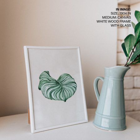 Botanical Green White Striped Leaf – Wall Art