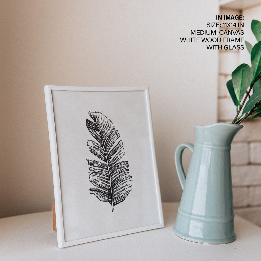 Botanical Black and White Banana Leaf – Wall Hanging