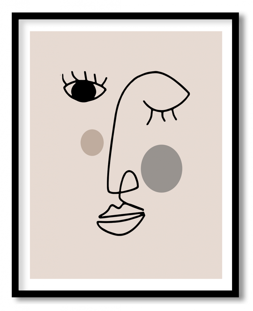 Abstract face and eye line drawing figure