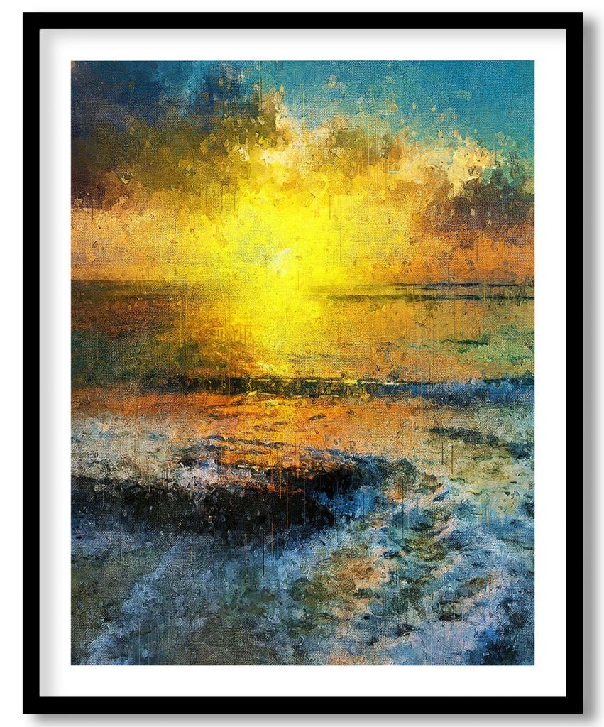 Abstract painting sea sunset