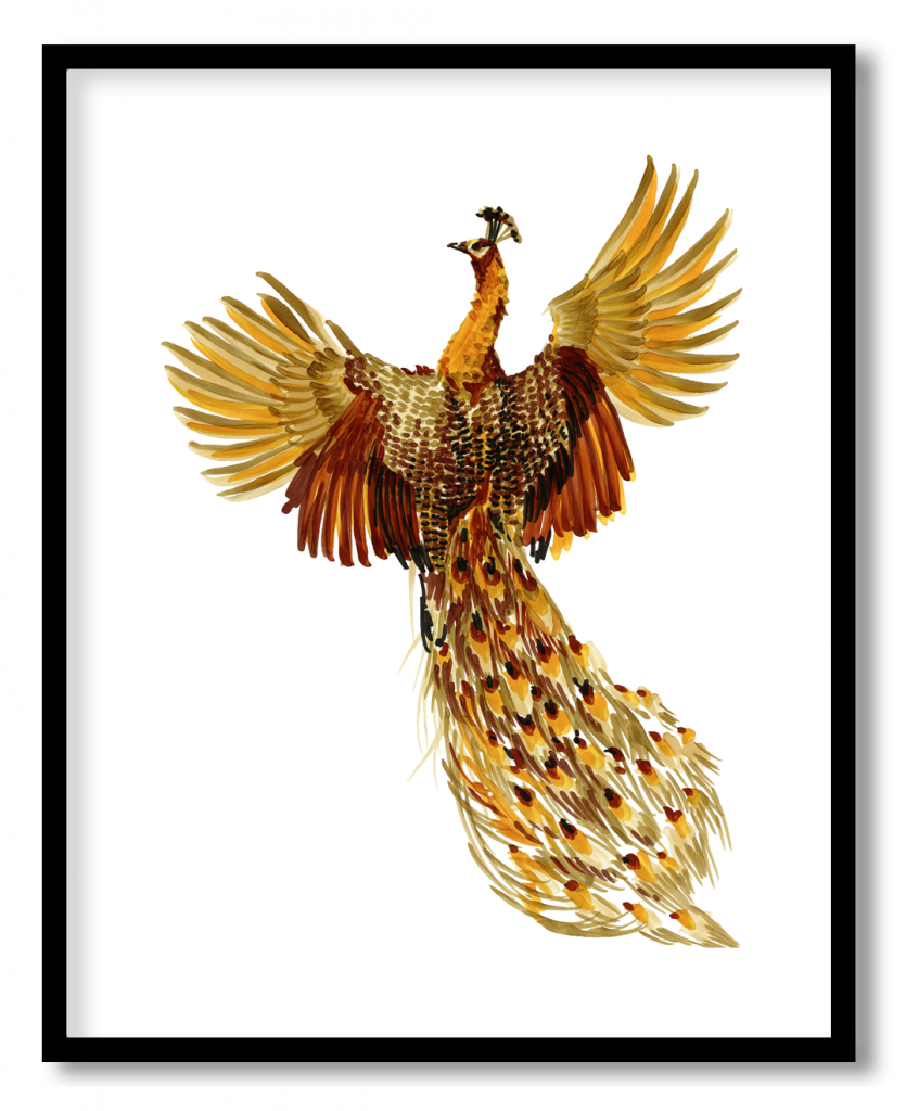 Gold brown flying peacock