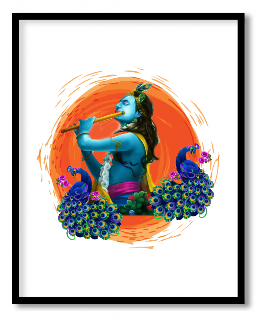 The lord Krishna fluting
