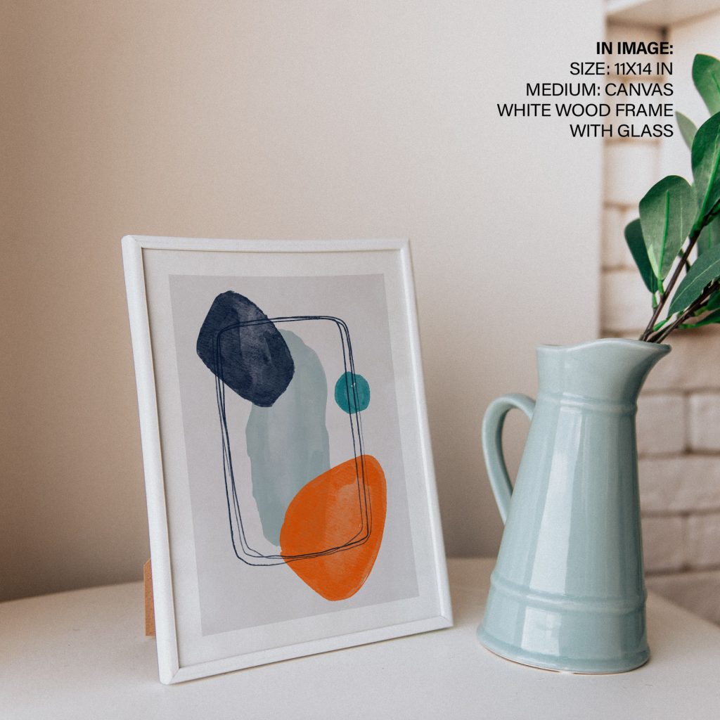 Abstract Blue Orange Shapes Lines – Wall Painting