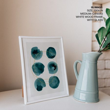 Abstract Teal Circles Gold Lines – Wall Hanging