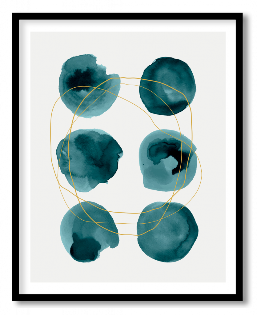 Turquoise green watercolor abstract #21