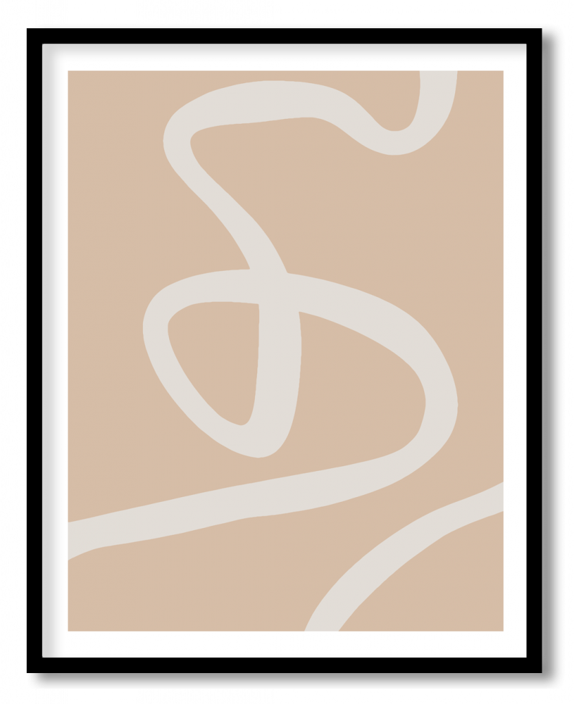 Minimalist boho beige line art figure