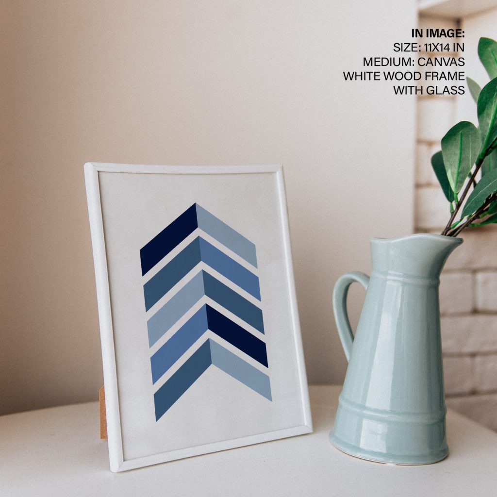 Geometric Blue Upward Chevrons – Wall Painting