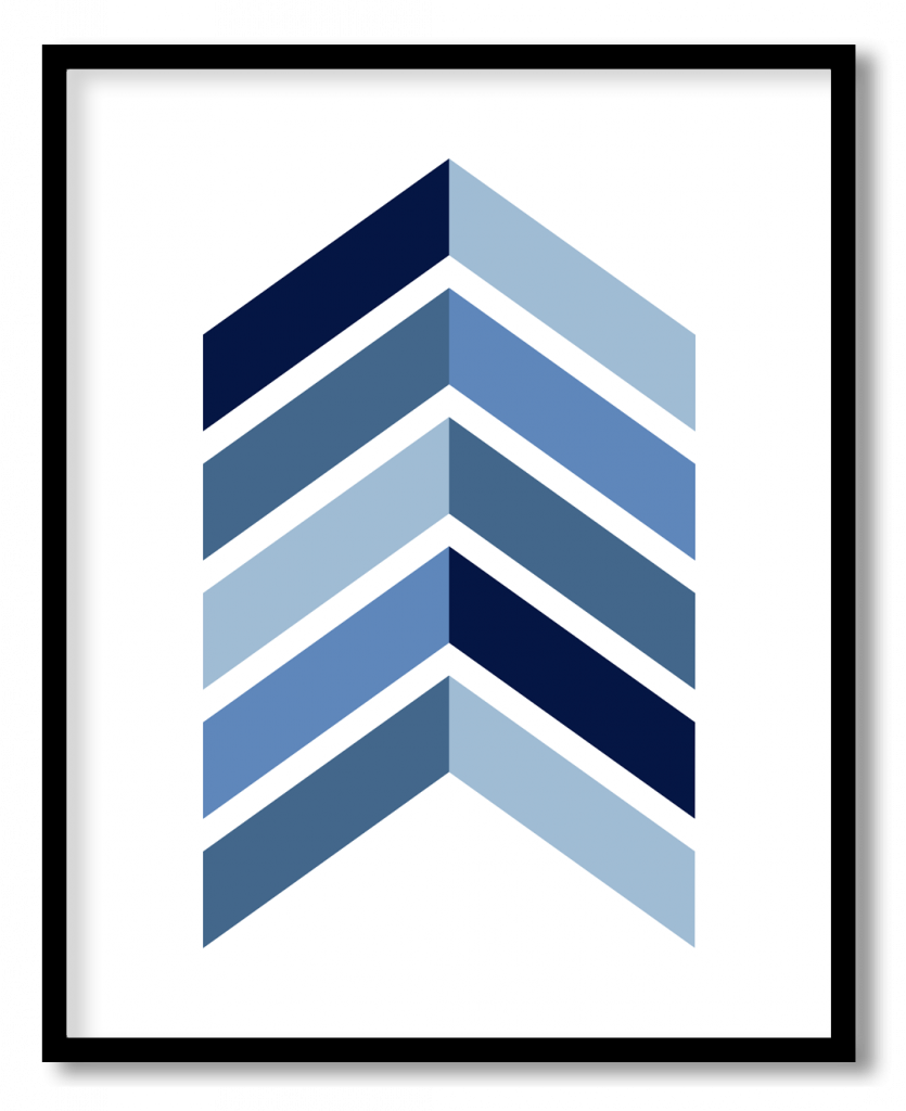 Blue minimalist geometric shapes arrow Scandinavian