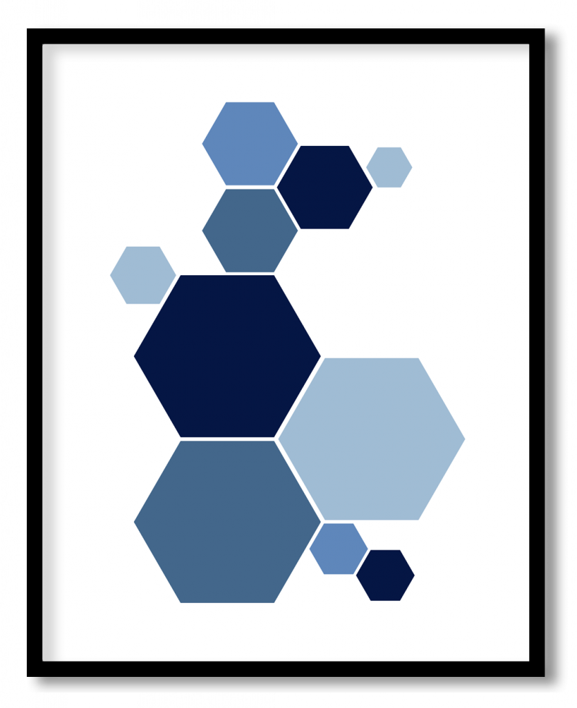 Blue hexagon Scandinavian geometric shapes