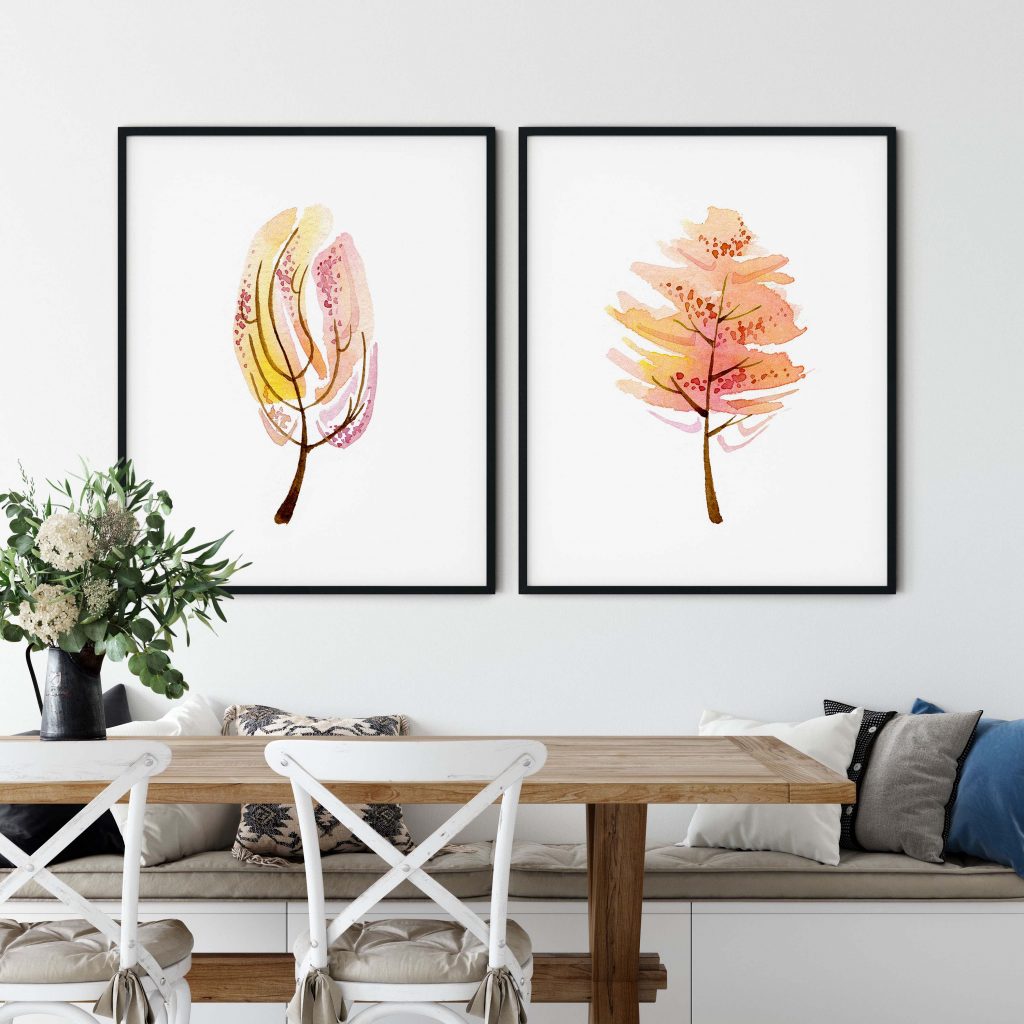 Abstract Warm Watercolor Trees – Wall Art