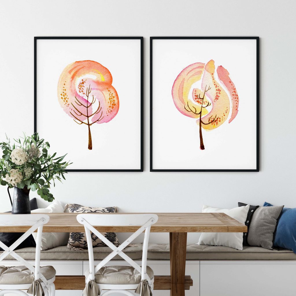 Abstract Watercolor Trees – Wall Hanging