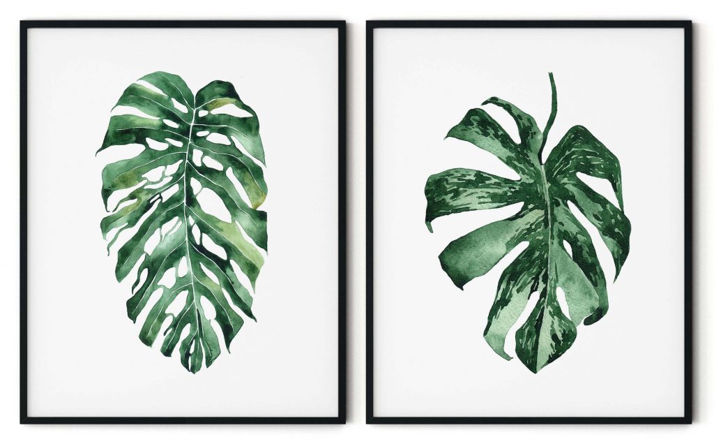 Set of 2 green jungle leaves