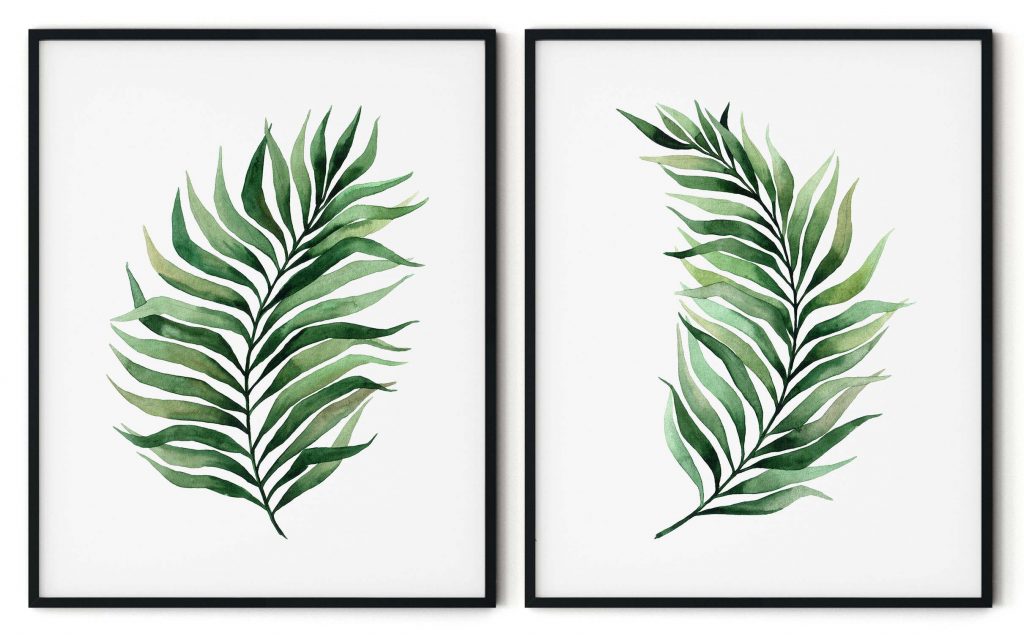 Set of 2 fern green leaves