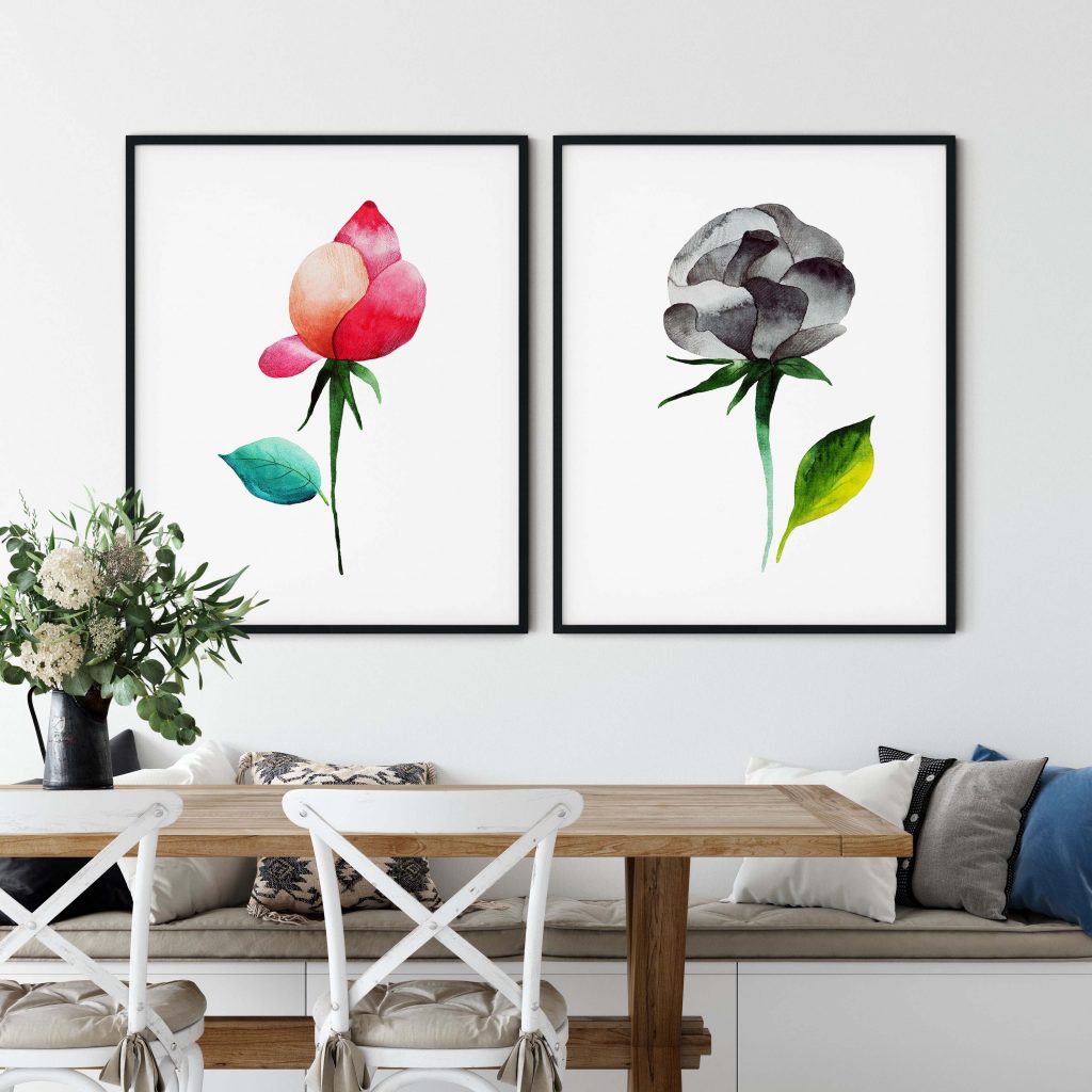 Botanical Two Flower Buds – Wall Painting