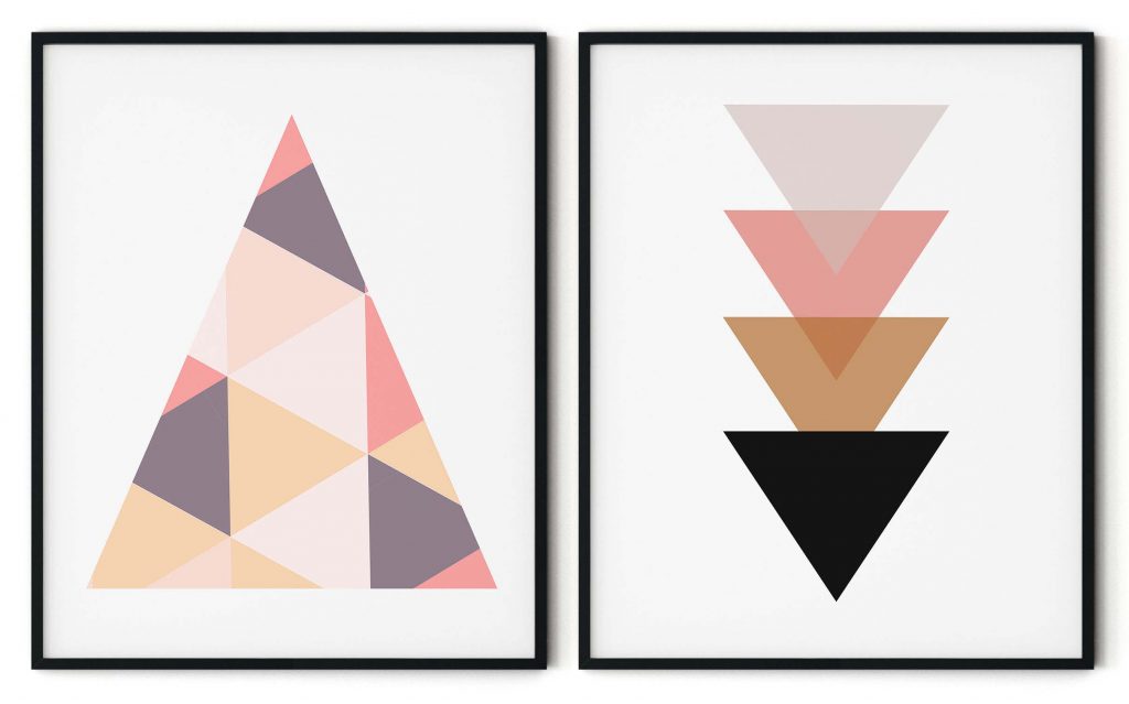Set of 2 geometrical Scandinavian triangles