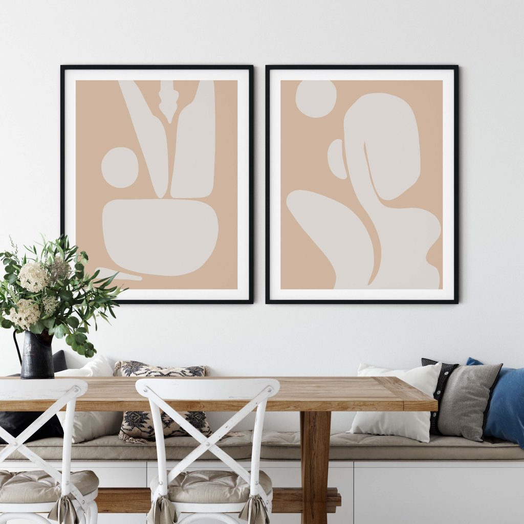 Abstract Beige Shapes on Peach – Wall Painting