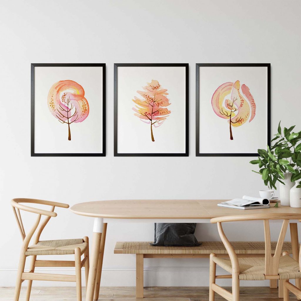 Abstract Three Warm Trees – Wall Decor