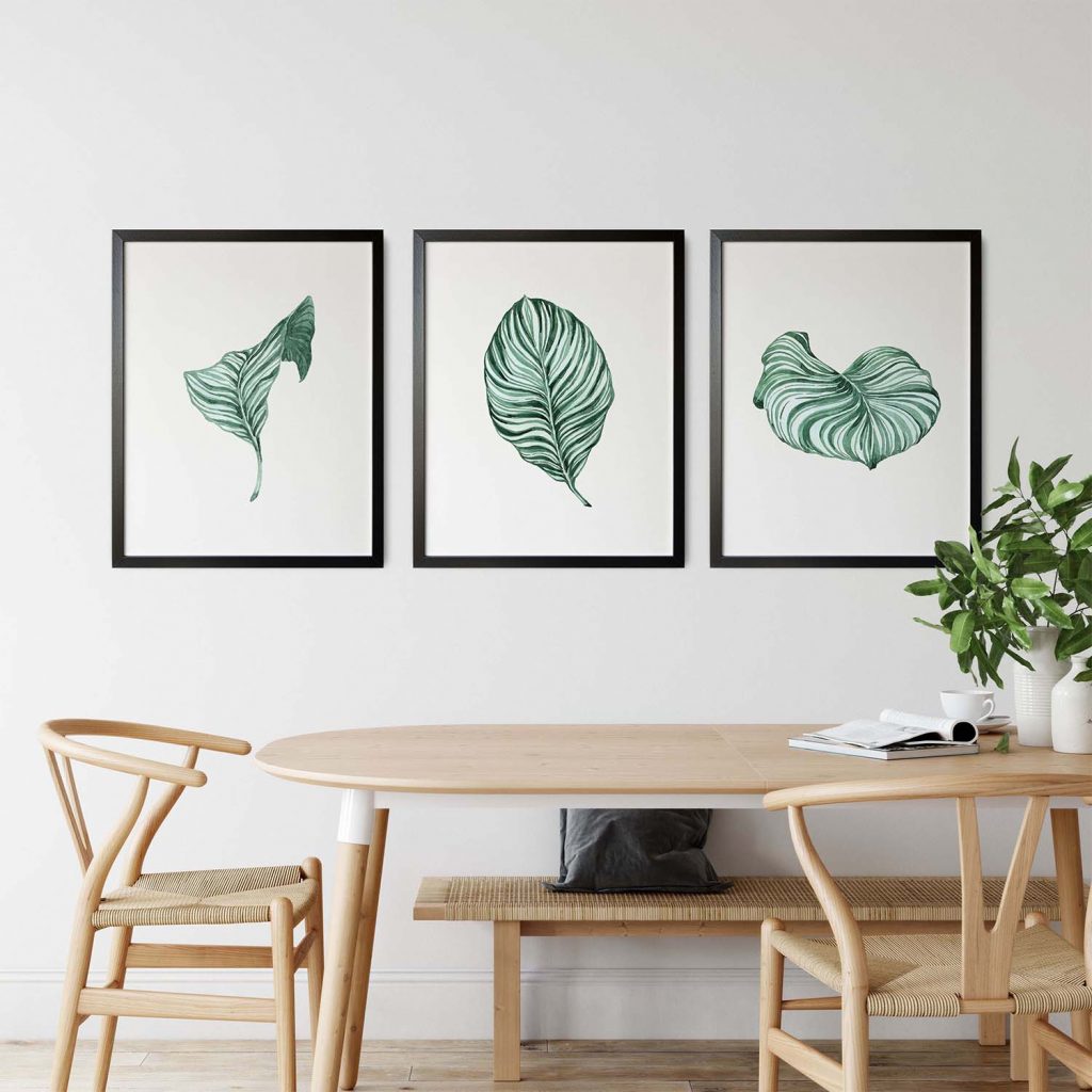 Botanical Three Green Leaves – Wall Hanging