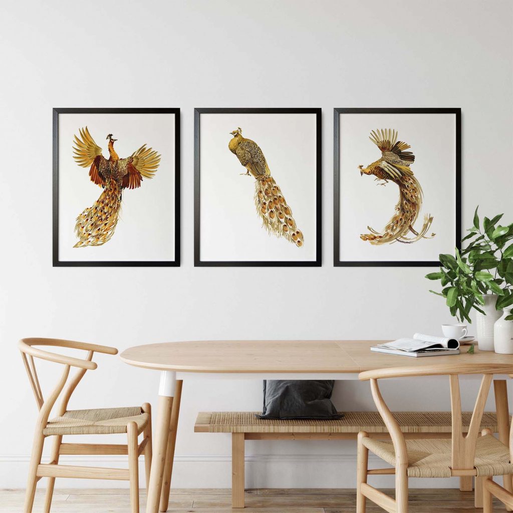 Nature Three Golden Pheasants – Wall Painting