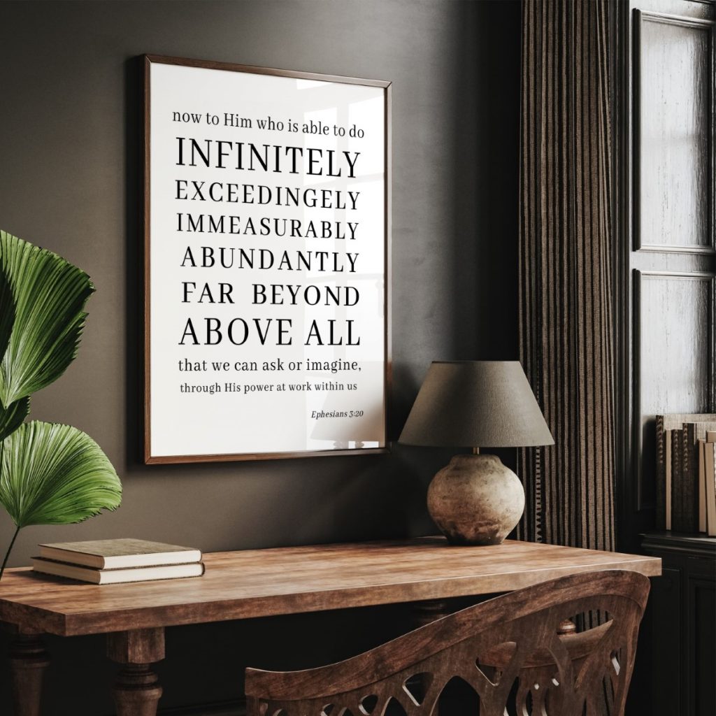 now to Him who is able to do INFINITELY EXCEEDINGELY IMMEASURABLY ABUNDANTLY – Wall Art