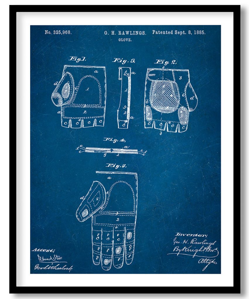 Baseball glove 1885 blueprint