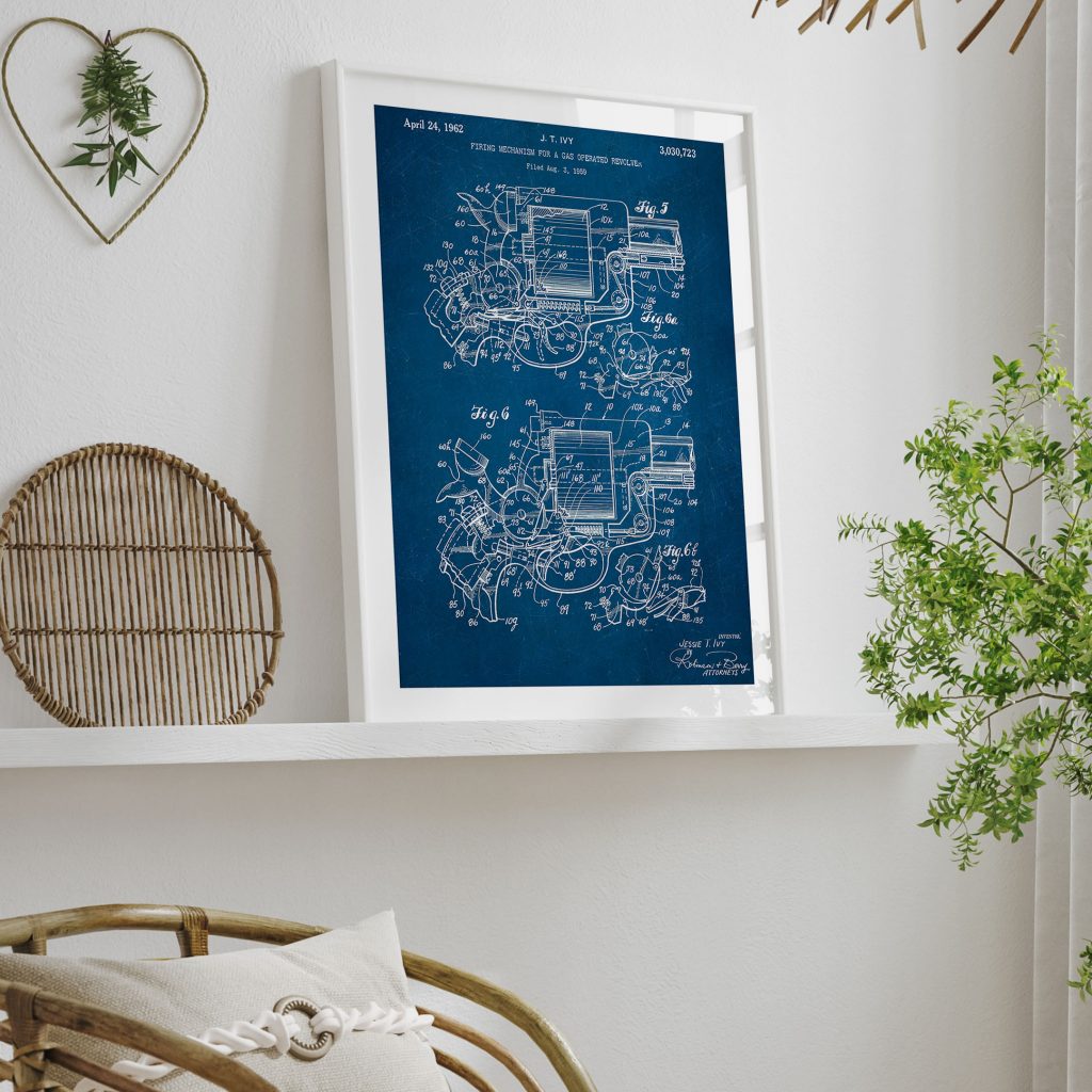 Industrial Revolver Patent Drawing – Wall Art