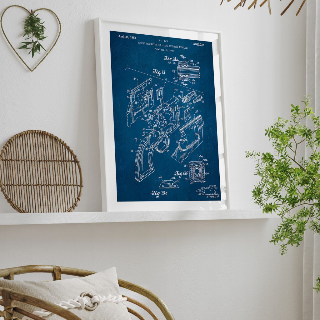 Industrial Patent Revolver Mechanism – Wall Art
