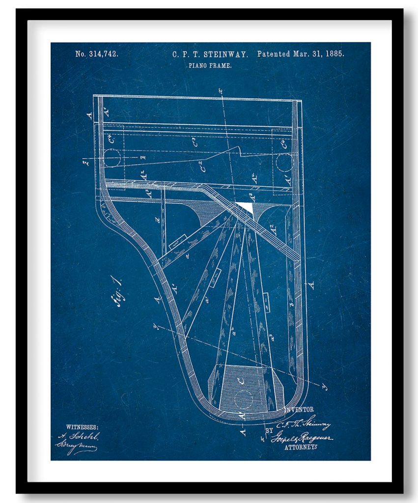 Piano frame 1885 blueprint