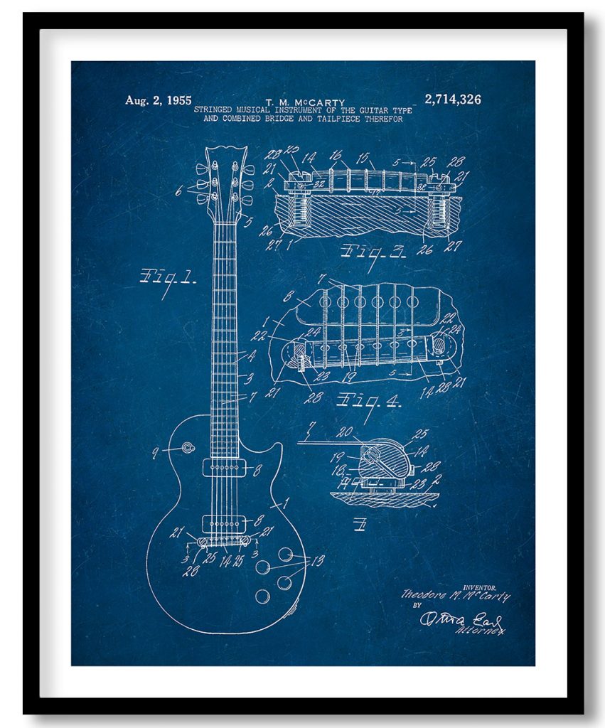 Stringed musical instrument of guitar type 1953 blueprint