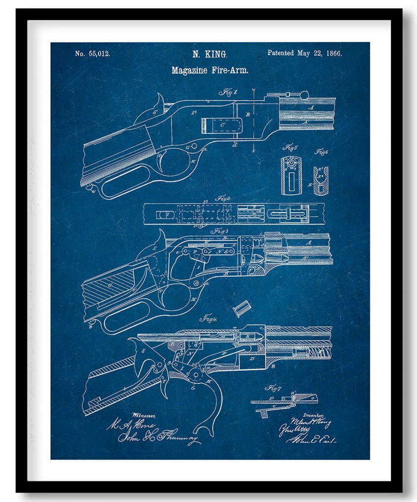 Vintage bolt action 1866 blueprint