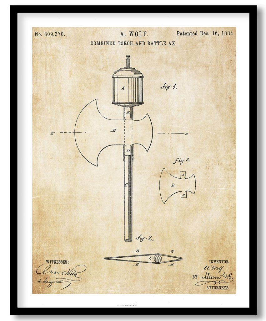 Combined torch and battle axe 1884 vintage