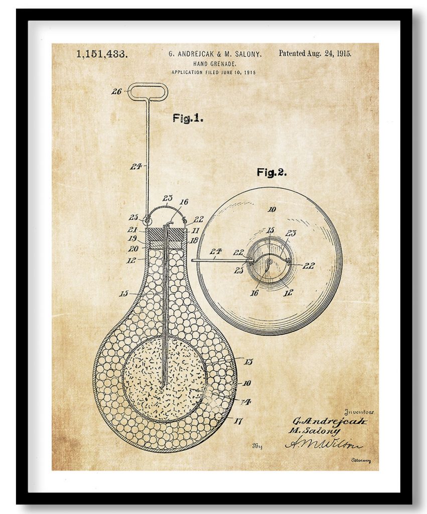 Hand Grenade 1915 vintage