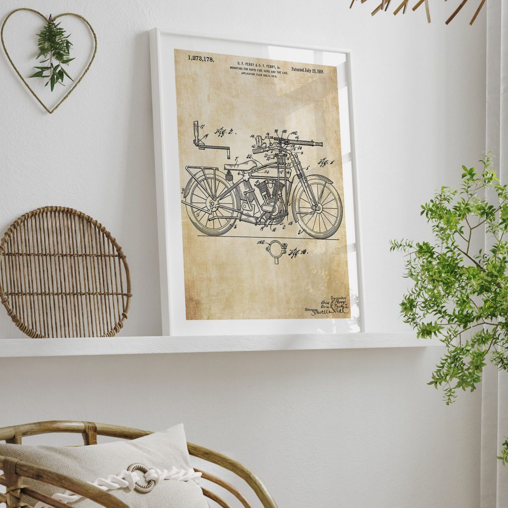 Industrial Motorcycle Firearm Patent – Home Decor