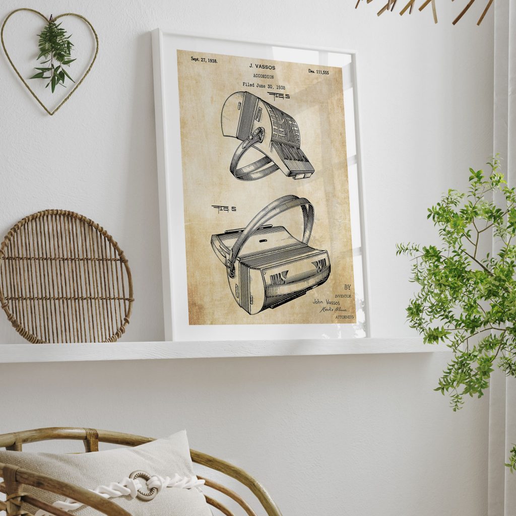 Fine Art Accordion Patent Drawing – Wall Hanging