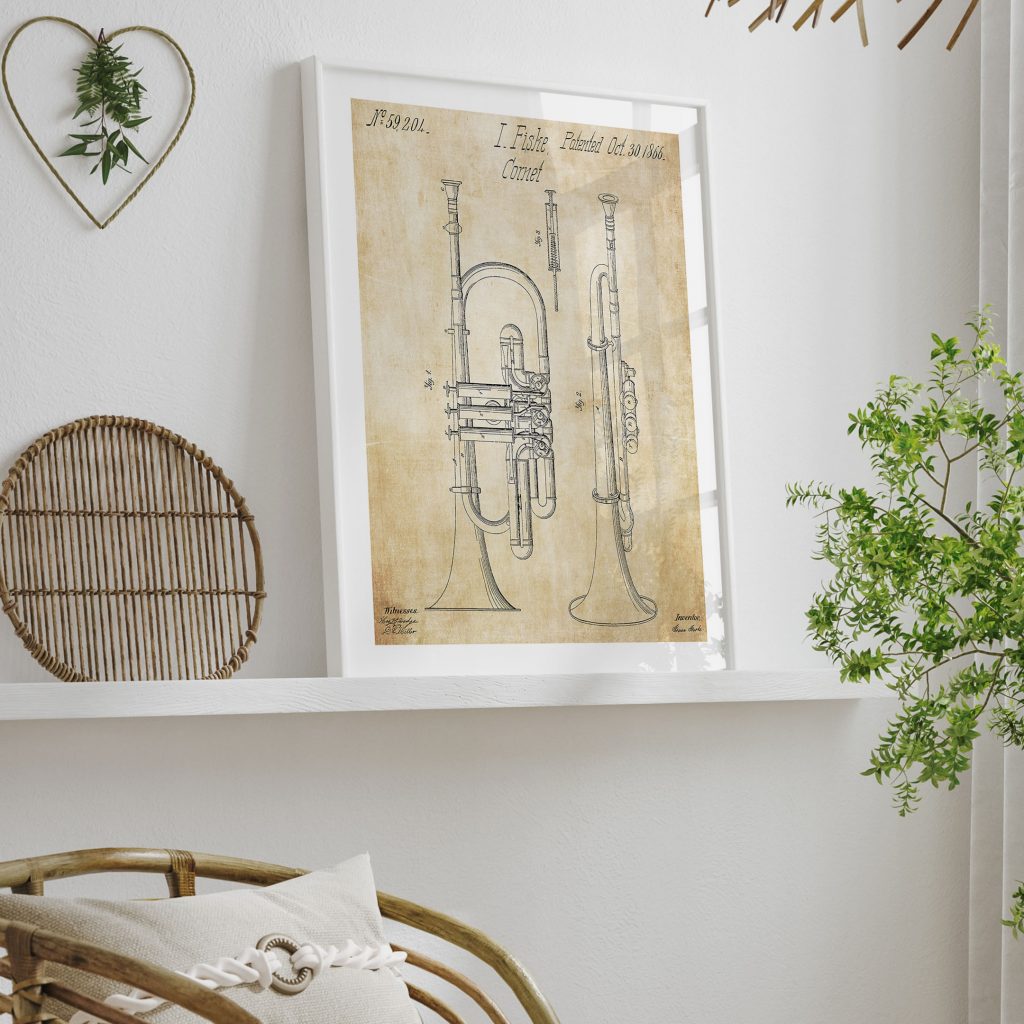 Industrial Cornet Blueprint – Wall Art