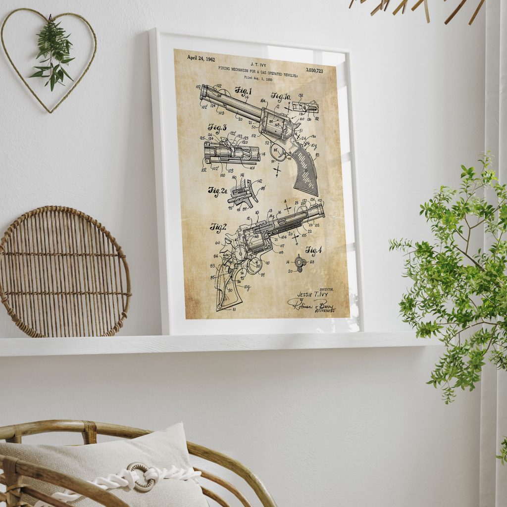 Industrial Vintage Revolver Patent – Wall Painting