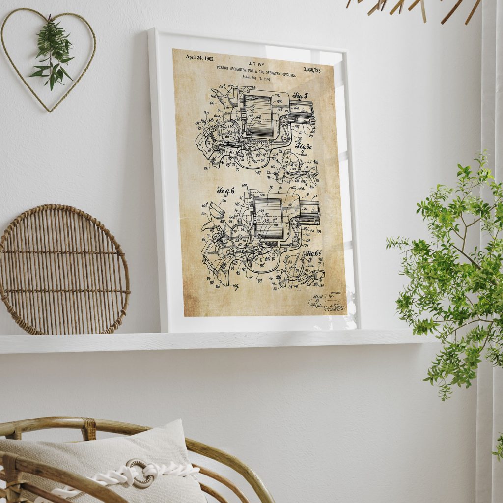 Industrial Revolver Firing Mechanism – Wall Painting