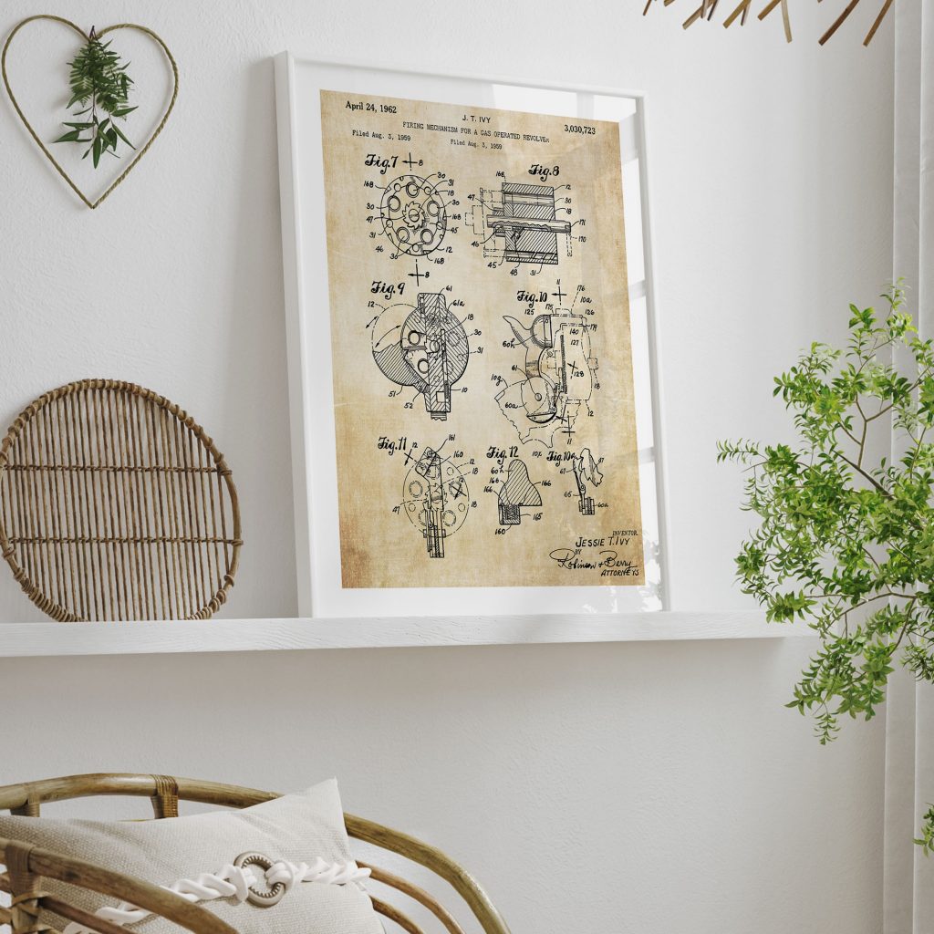 Industrial Revolver Mechanism Patent – Wall Art