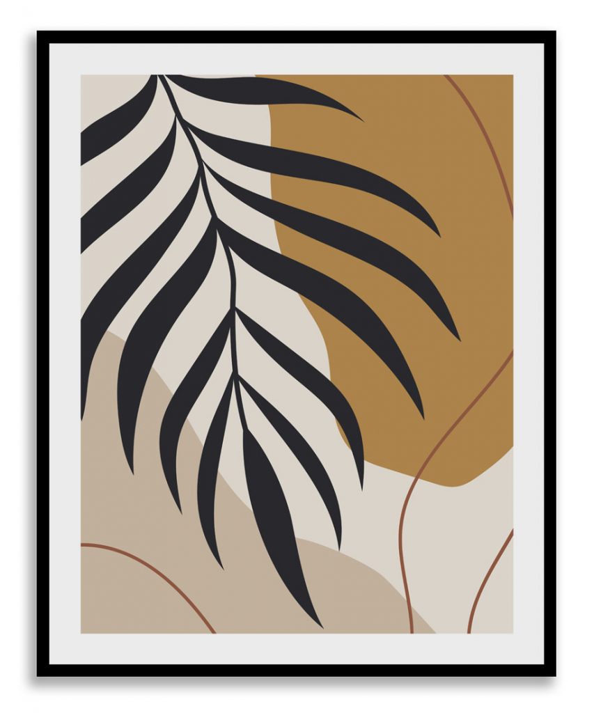 Black fern leaf botanical abstract
