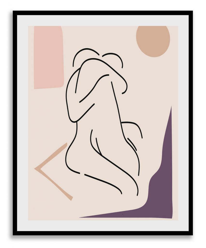 Couple hugging minimalist line drawing