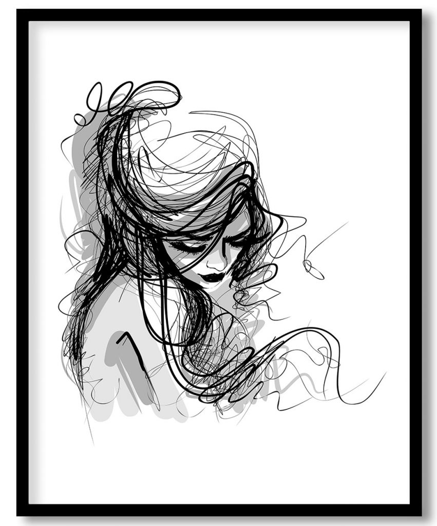 Abstract line young girl