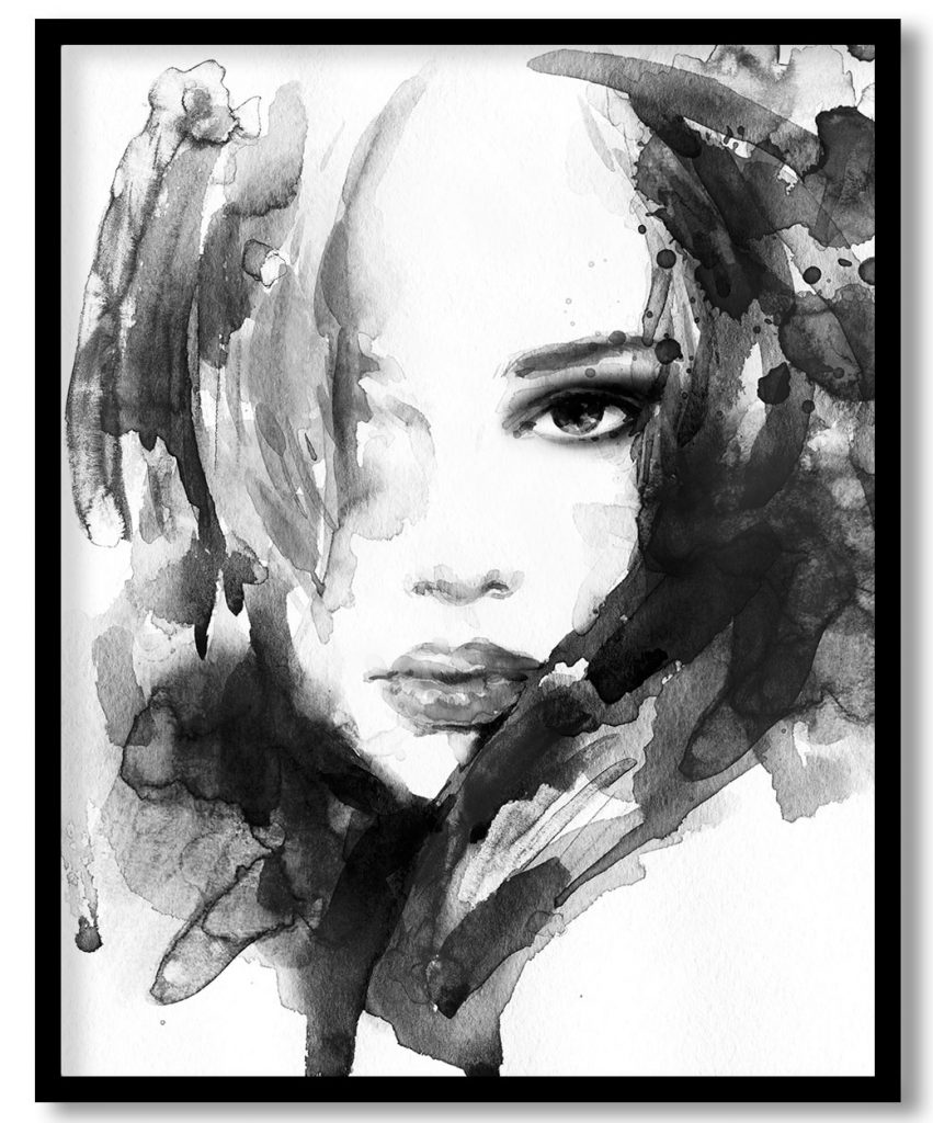 Beautiful monochrome women face abstract