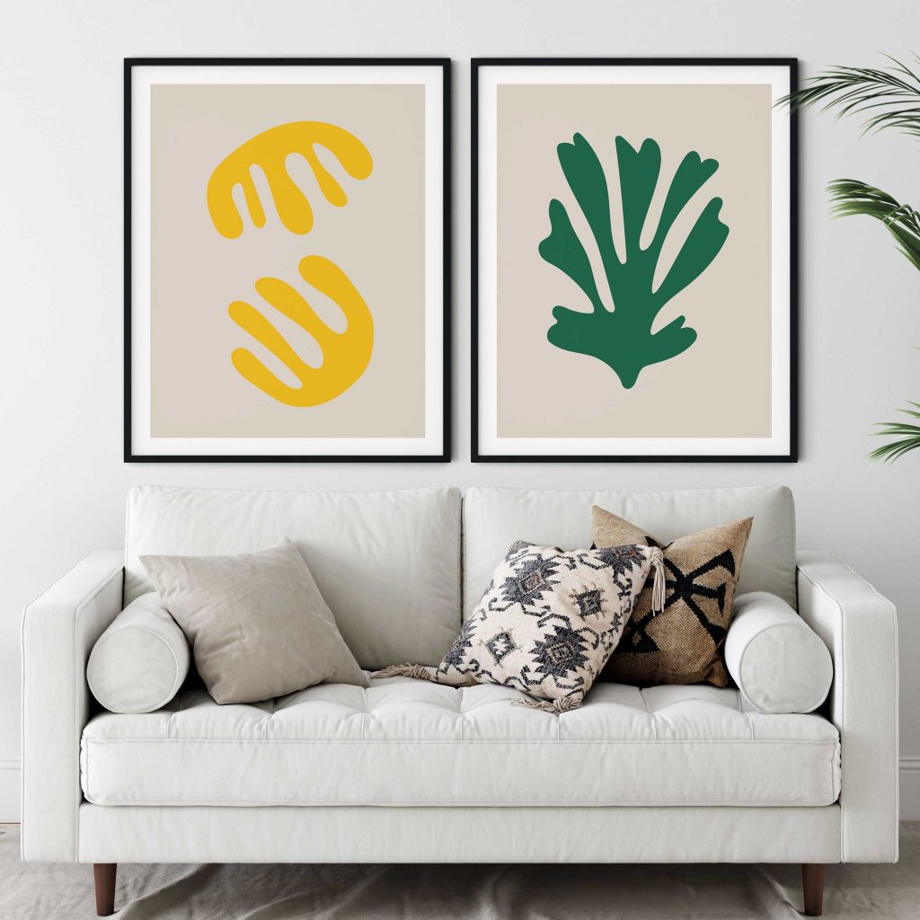 Abstract Organic Shapes Yellow Green – Home Decor