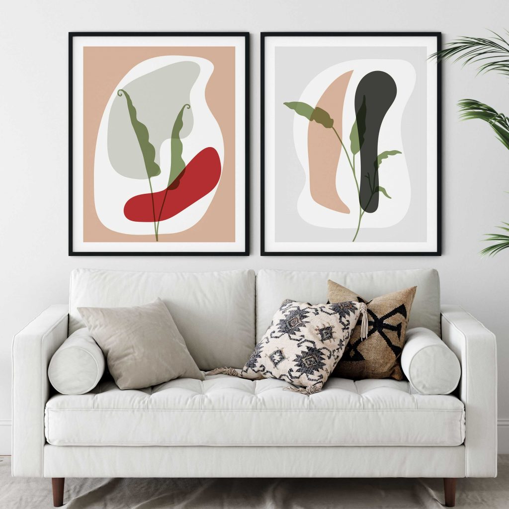 Abstract Botanical Leaves and Shapes Stylized – Wall Decor