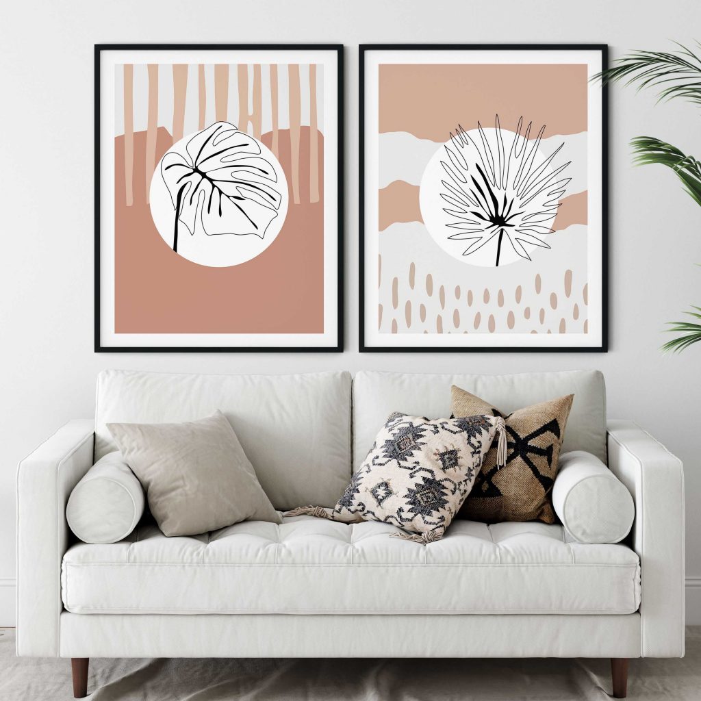 Minimalist Monstera and Palm Leaves – Wall Hanging
