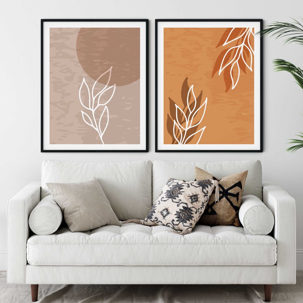 Abstract Brown Orange Leaf Outlines – Wall Painting
