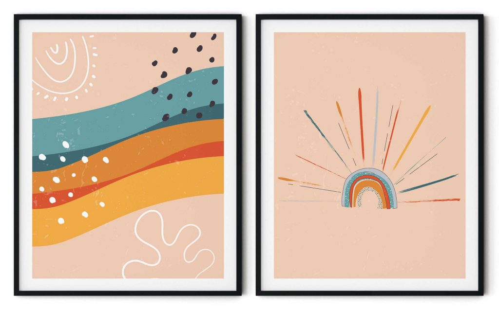 Set of 2 abstract pop art aesthetic