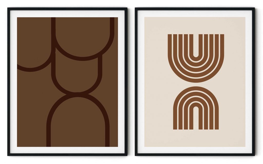 Set of 2 organic abstract figure